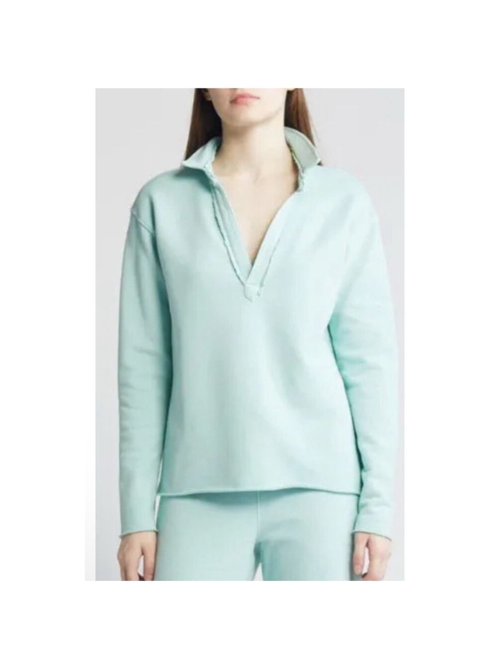 New Frank & Eileen Seafoam Green Triple Fleece Popover Henley Sweatshirt M